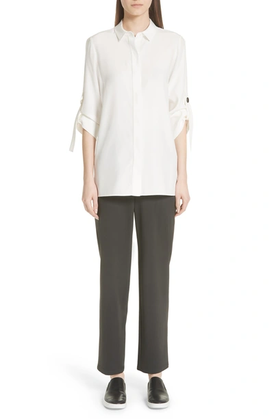 Shop Lafayette 148 Jeslyn Silk Blouse In Cloud