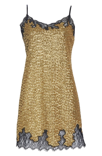 Shop Robert Rodriguez Sequin Lace Camisole Dress In Yellow