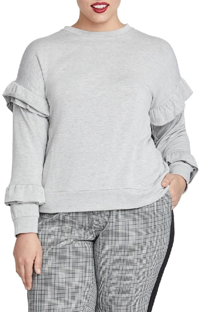 Shop Rachel Rachel Roy Miranda Ruffle Sweatshirt In Grey