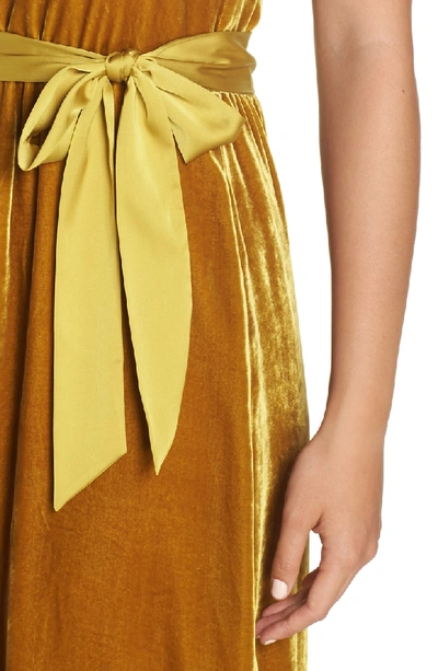 Shop Avec Les Filles Velvet Halter Maxi Dress In Marigold