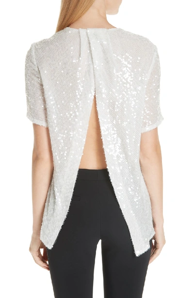 Shop Adam Lippes Open Back Sequin Embroidered Blouse In Ivory