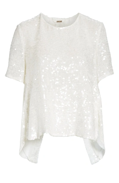 Shop Adam Lippes Open Back Sequin Embroidered Blouse In Ivory