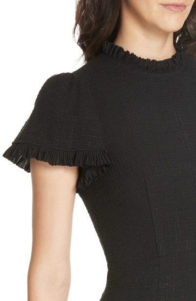 Shop Rebecca Taylor Tweed Short Sleeve Mini Dress In Black