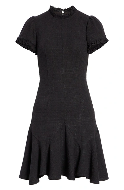 Shop Rebecca Taylor Tweed Short Sleeve Mini Dress In Black