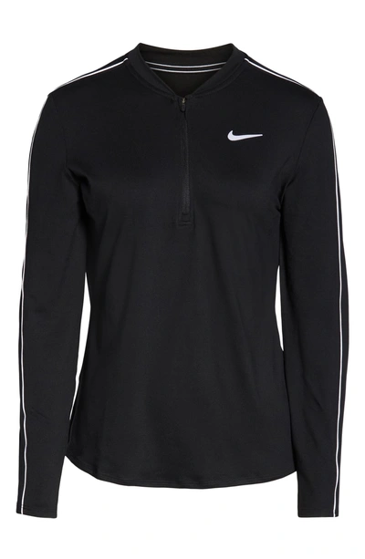 Shop Nike Court Dri-fit Quarter Zip Top In Black/ White/ White/ Black