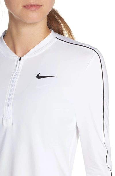 Shop Nike Court Dri-fit Quarter Zip Top In White/ Black/ Black/ White
