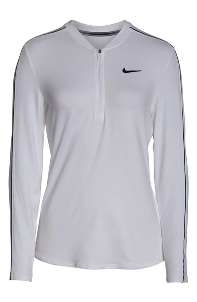Shop Nike Court Dri-fit Quarter Zip Top In White/ Black/ Black/ White
