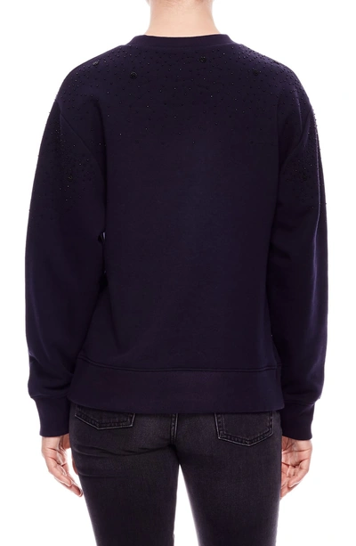 Shop Sandro Joux Beaded Sweatshirt In Deep Navy