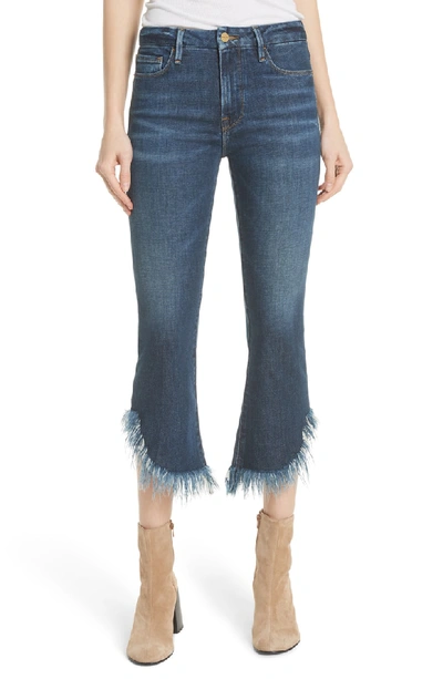 Shop Frame Le Crop Mini Boot Shredded Crop Hem Jeans In Bayberry