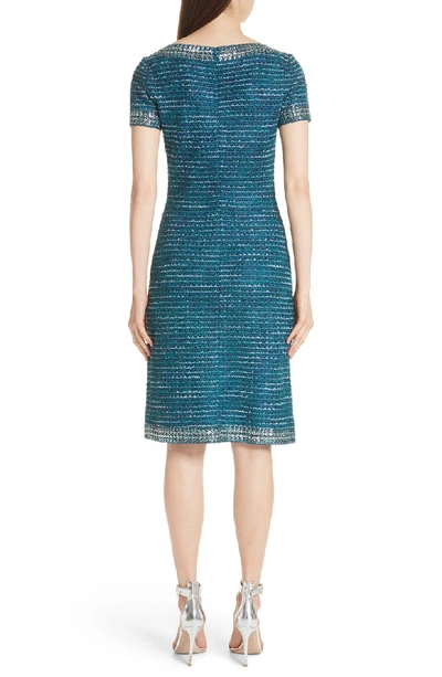 Shop St John Sequin & Sheen Tweed Knit Dress In Cerulean Multi