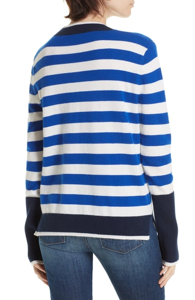 Shop La Ligne L'universite Cashmere Sweater In Bright Blue/ Cream/ Navy