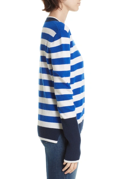 Shop La Ligne L'universite Cashmere Sweater In Bright Blue/ Cream/ Navy