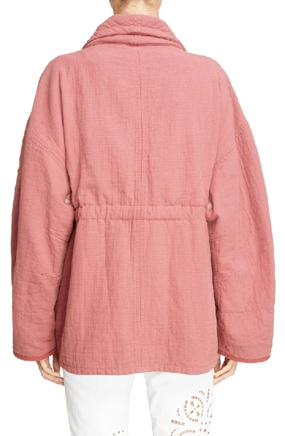 Shop Isabel Marant Oversize Textured Cotton Jacket In Rosewood