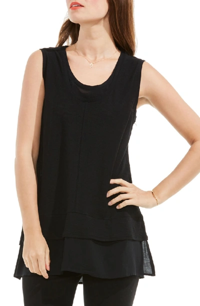 Shop Two By Vince Camuto Mixed Media Top In Rich Black