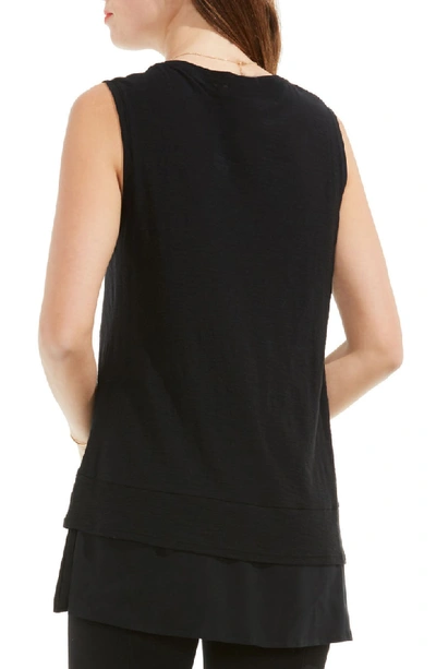 Shop Two By Vince Camuto Mixed Media Top In Rich Black