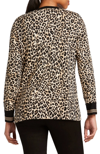 Shop Foxcroft Veronika Leopard Print Cardigan Sweater In Almond Tart