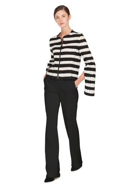 Shop Akris Stripe Wool Blend Jacket In Black/ Paper