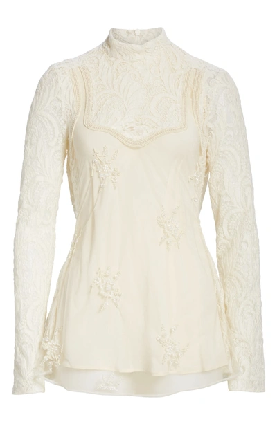 Shop Stella Mccartney Lace Overlay Blouse In Ivory