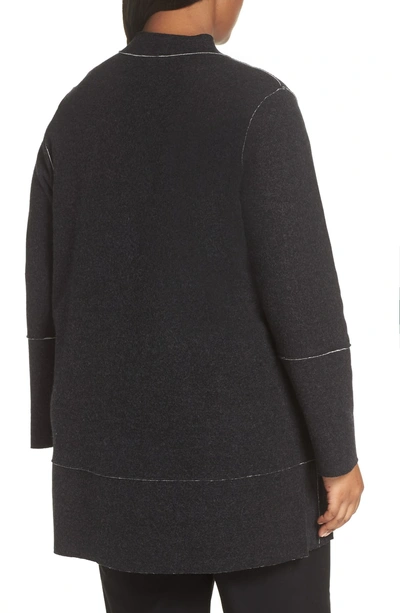 Shop Eileen Fisher Merino Wool Blend Jacket In Black/ Soft White