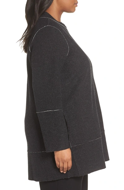 Shop Eileen Fisher Merino Wool Blend Jacket In Black/ Soft White