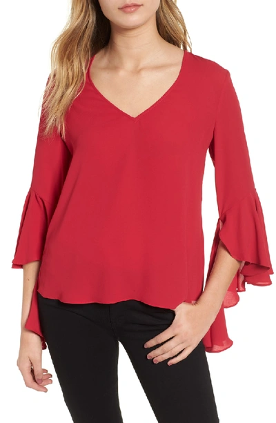 Shop Bailey44 Tatyana Flare Sleeve Top In Rich Red