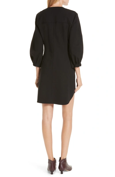 Shop Tibi Asymmetrical Shirtdress In Black