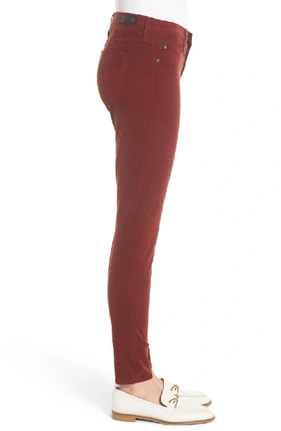 Shop Ag The Legging Corduory Skinny Ankle Jeans In Tannic Red