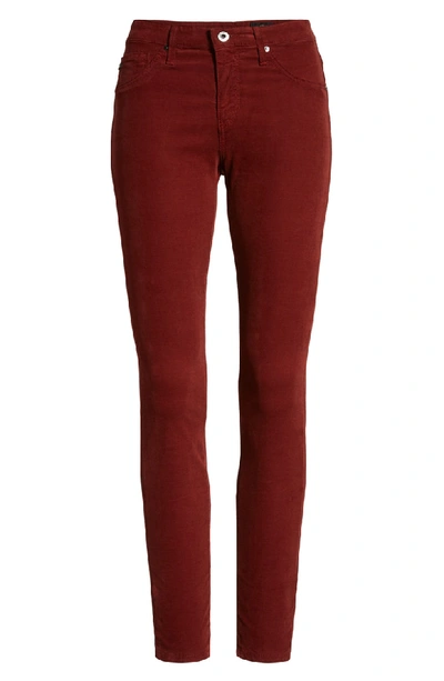 Shop Ag The Legging Corduory Skinny Ankle Jeans In Tannic Red