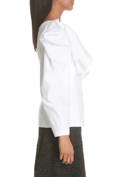 Shop Stella Mccartney Ruffle One-shoulder Blouse In Pure White