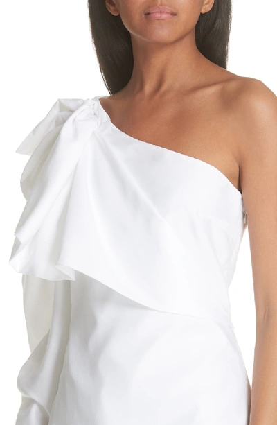 Shop Stella Mccartney Ruffle One-shoulder Blouse In Pure White