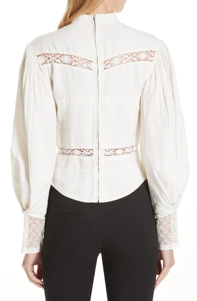Shop Isabel Marant Lyneth Lace Inset Linen Blouse In White