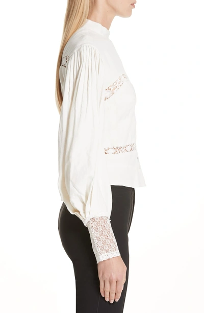 Shop Isabel Marant Lyneth Lace Inset Linen Blouse In White