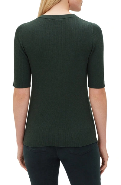 Shop Lafayette 148 Ribbed Merino Wool Sweater In Spruce