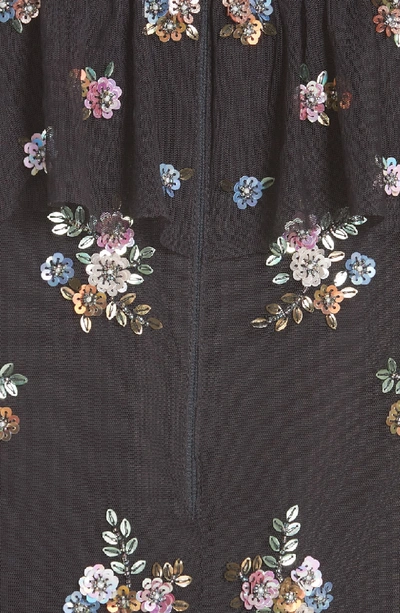 Shop Needle & Thread Floral Sequin Crop Top In Graphite