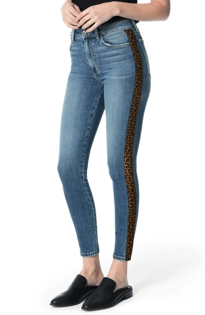 Shop Joe's Charlie Leopard Stripe High Waist Ankle Skinny Jeans In Ivey