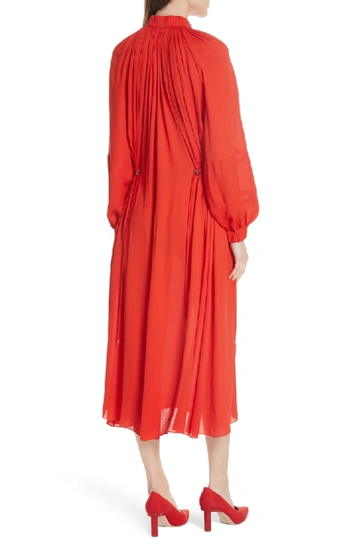 Shop Tibi Georgette Side Toggle Tie Dress In Red