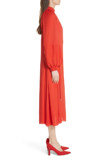 Shop Tibi Georgette Side Toggle Tie Dress In Red