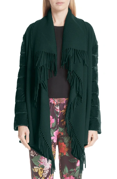 Shop Moncler Mantella Quilted Sleeve Jacket In Forest Green