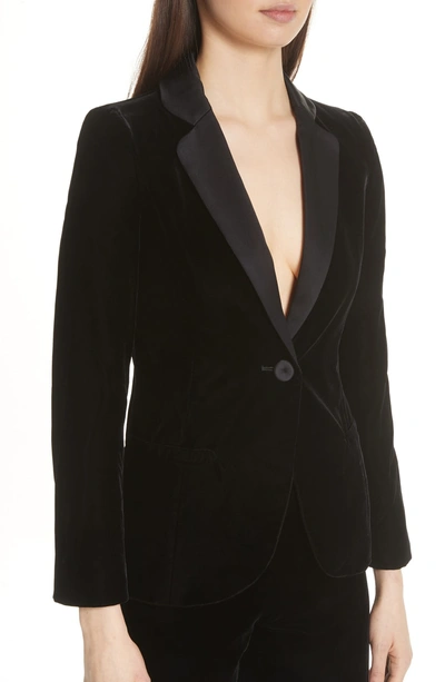 Shop Emporio Armani Satin Trim Velvet Jacket In Black