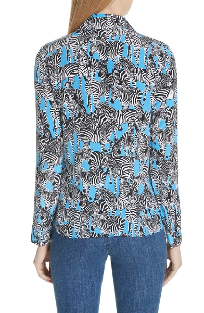 Shop Michael Kors Zebra Print Crepe De Chine Blouse In Porcelain Multi