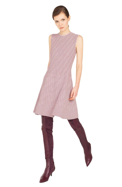 Shop Akris Punto Houndstooth Knit Dress In Blush Rose/ Burgundy