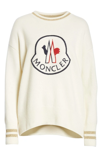 Shop Moncler Logo Sweater In White