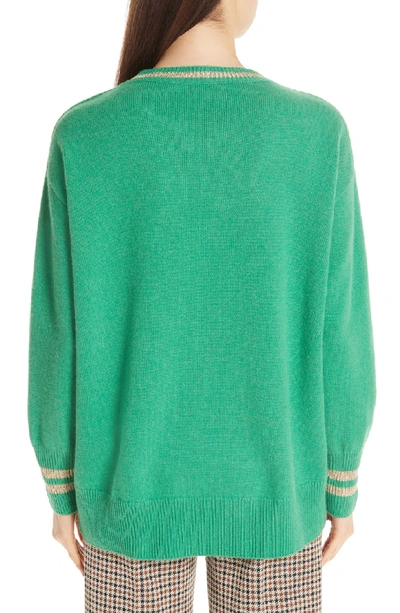 Shop Moncler Logo Sweater In Green