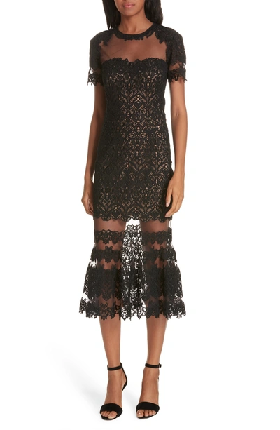Jonathan Simkhai Fluted Tulle And Guipure Lace Midi Dress In Black ...
