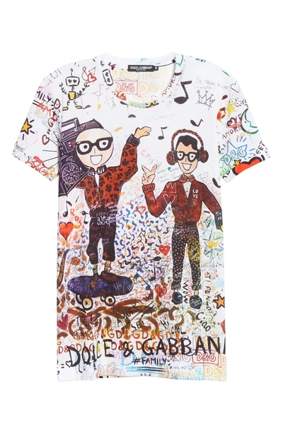 Shop Dolce & Gabbana Graffiti Cartoon Graphic Tee In White