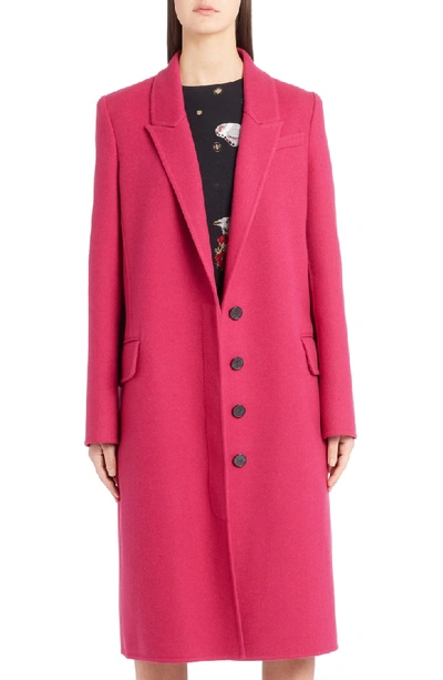 Shop Alexander Mcqueen Long Wool & Cashmere Coat In Deep Orchid