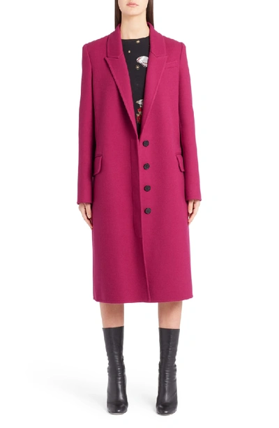 Shop Alexander Mcqueen Long Wool & Cashmere Coat In Deep Orchid