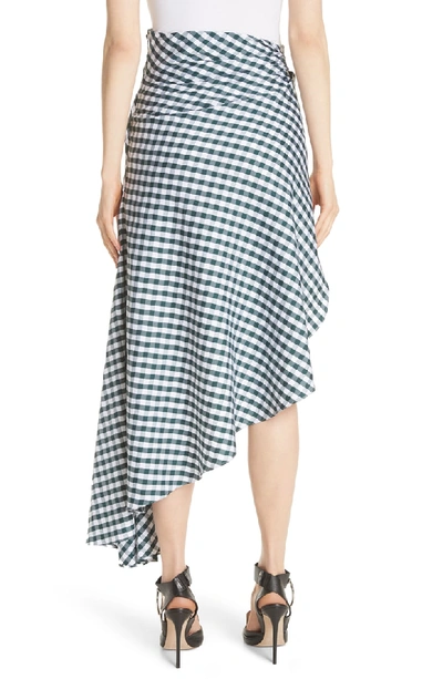 Shop Monse Asymmetrical Gingham Skirt In Forest