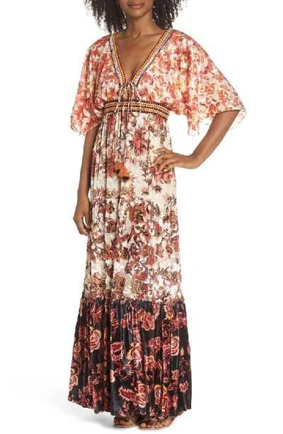 Shop Hemant & Nandita Cover-up Maxi Dress In Rust Multi
