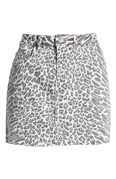 Shop Current Elliott The Five-pocket Cutoff Denim Miniskirt In Warped Species W/ Cut Hem